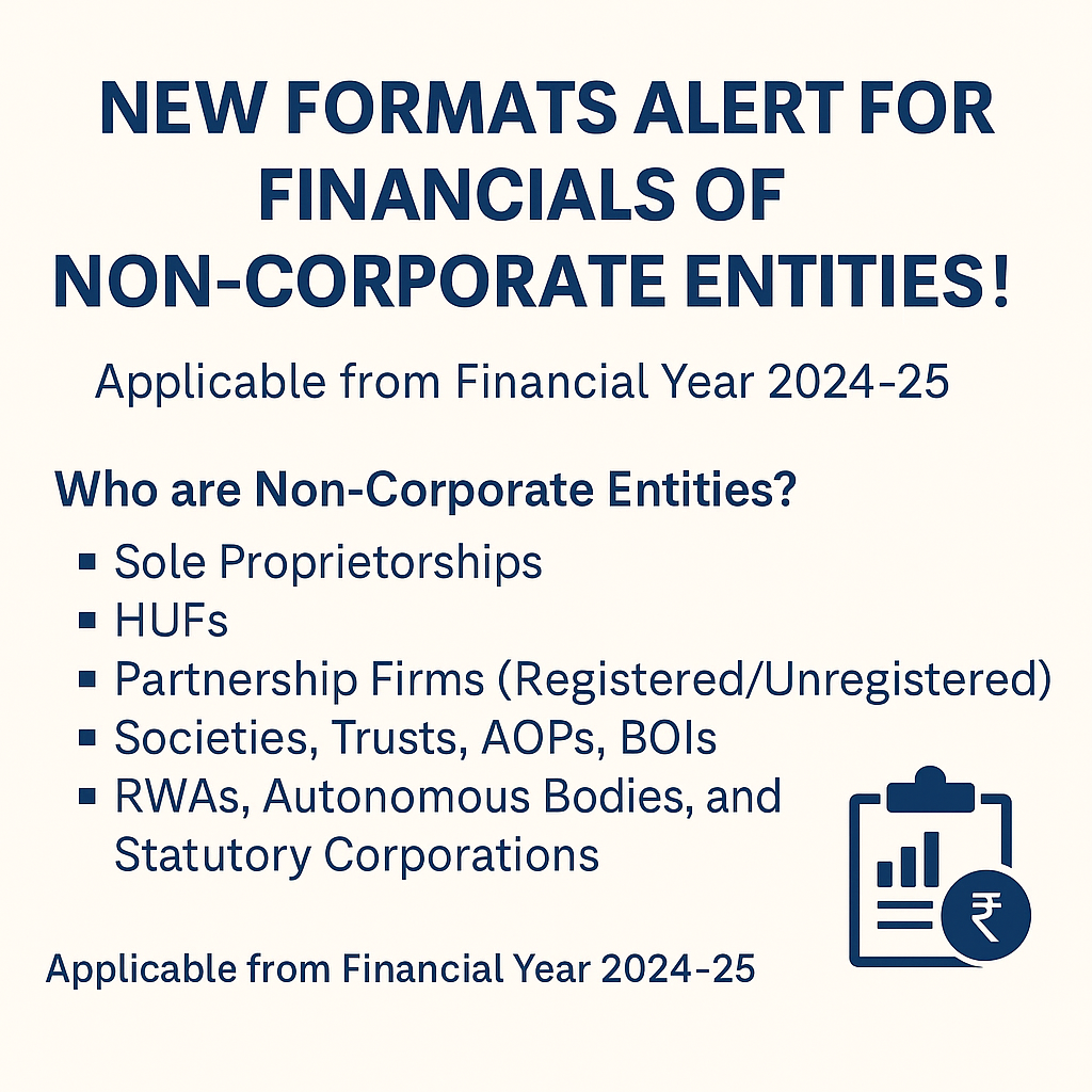 🆕 New Formats Alert Financial Statements for Non-Corporate Entities Applicable from FY 2024–25