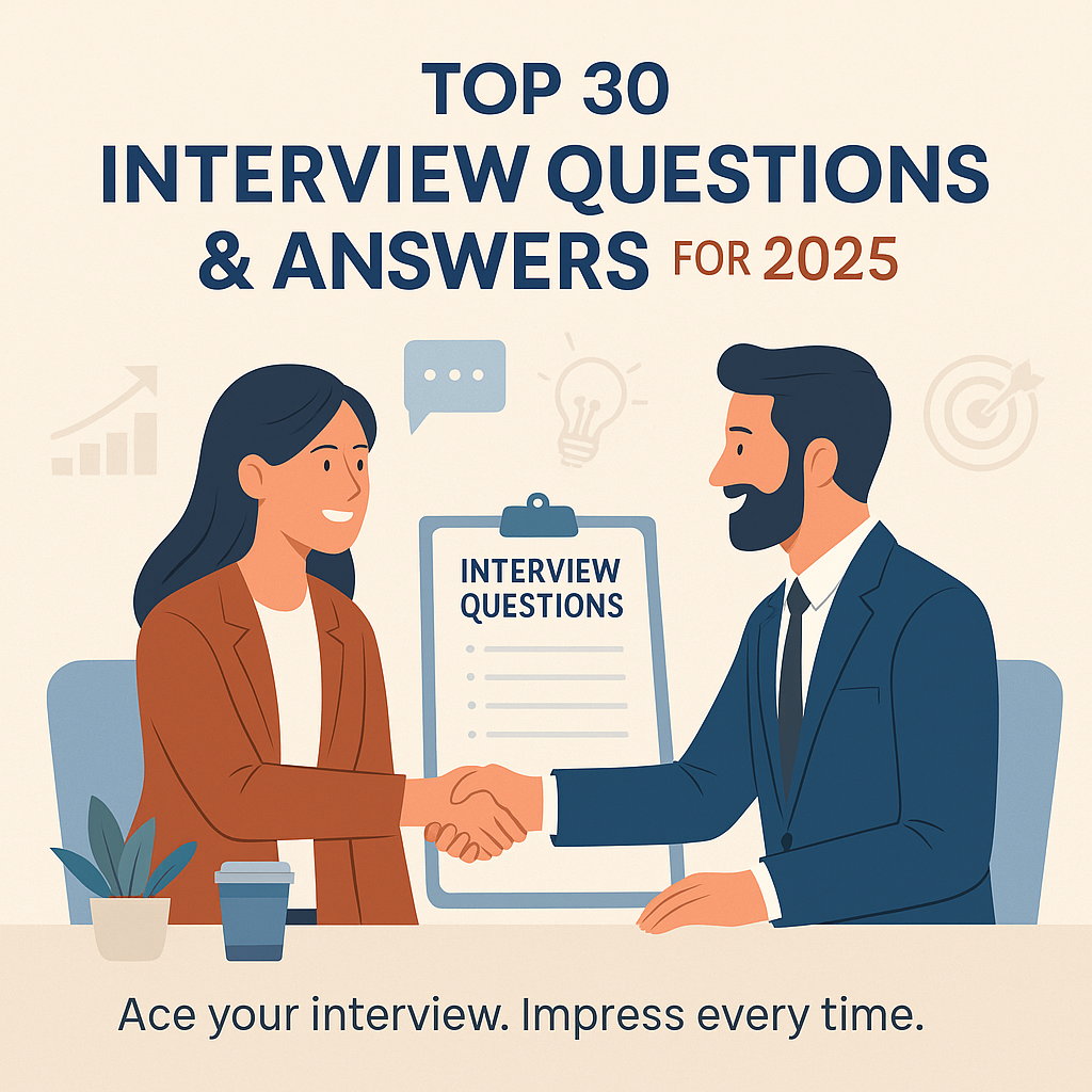 Top 30 Most Common Job Interview Questions with Best Sample Answers (2025 Guide) by cadeveshthakur