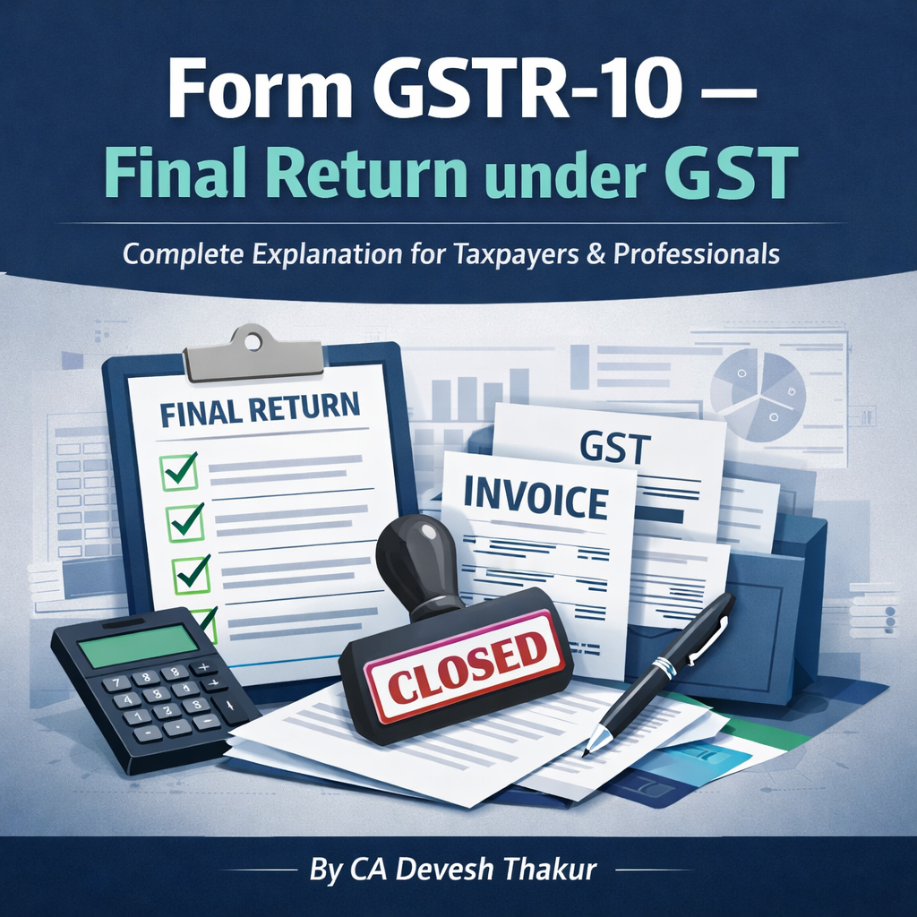 Form GSTR-10 Final Return under GST by CA Devesh Thakur GST Learning Form GSTR-10 Final Return under GST by CA Devesh Thakur GST Learning