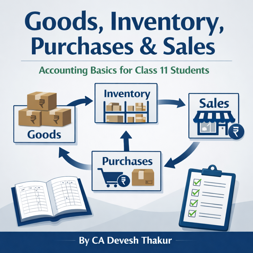Goods, Inventory, Purchases & Sales – Accounting Basics for Class 11 Students by CA Devesh Thakur Goods, Inventory, Purchases & Sales – Accounting Basics for Class 11 Students by CA Devesh Thakur