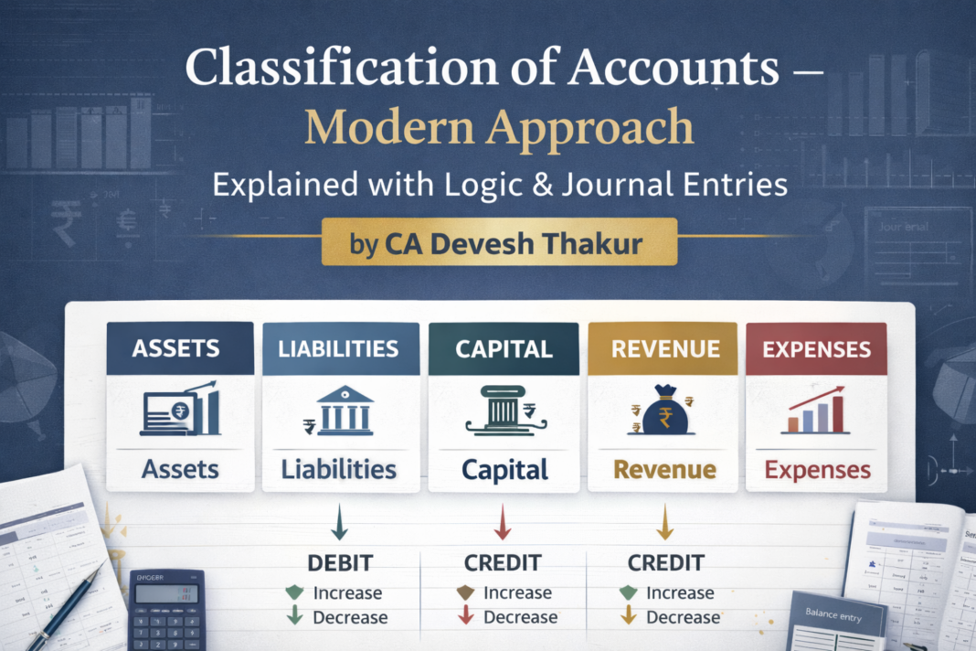 Classification of Accounts – Modern Approach Explained with Logic & Journal Entries day 10 of 50 days accounting challenge by CA Devesh Thakur