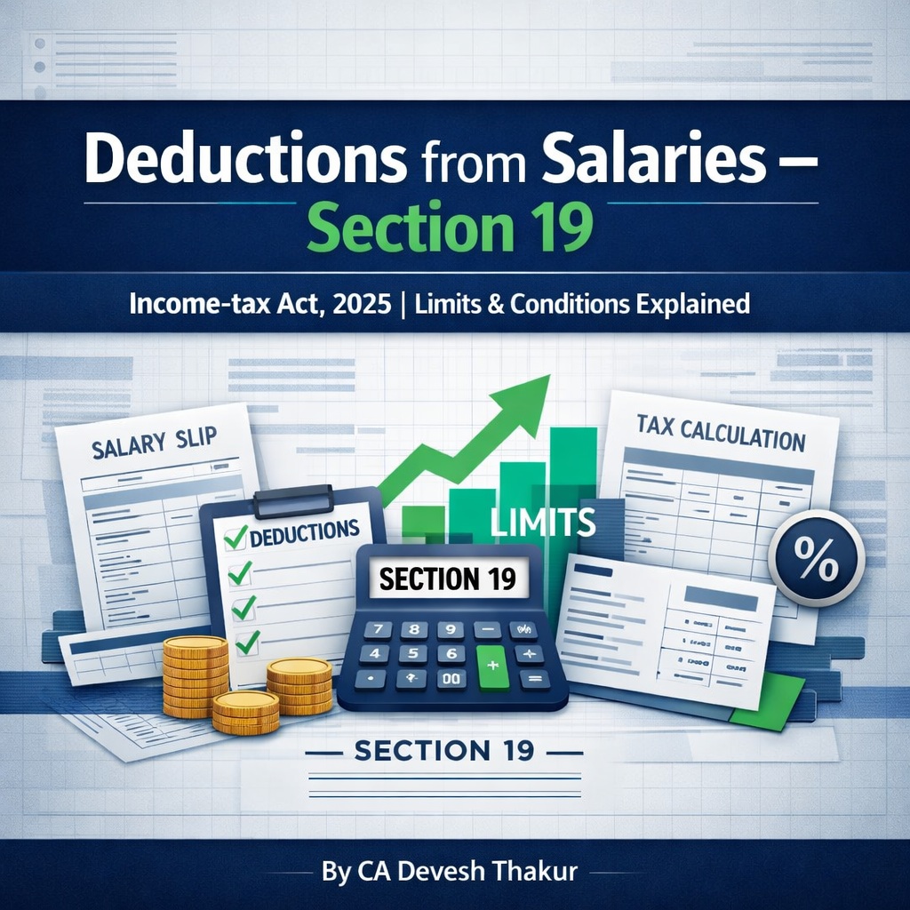 Deductions from Salaries under the Income-tax Act, 2025 – Section 19 Explained with Limits & Conditions by CA Devesh Thakur IT