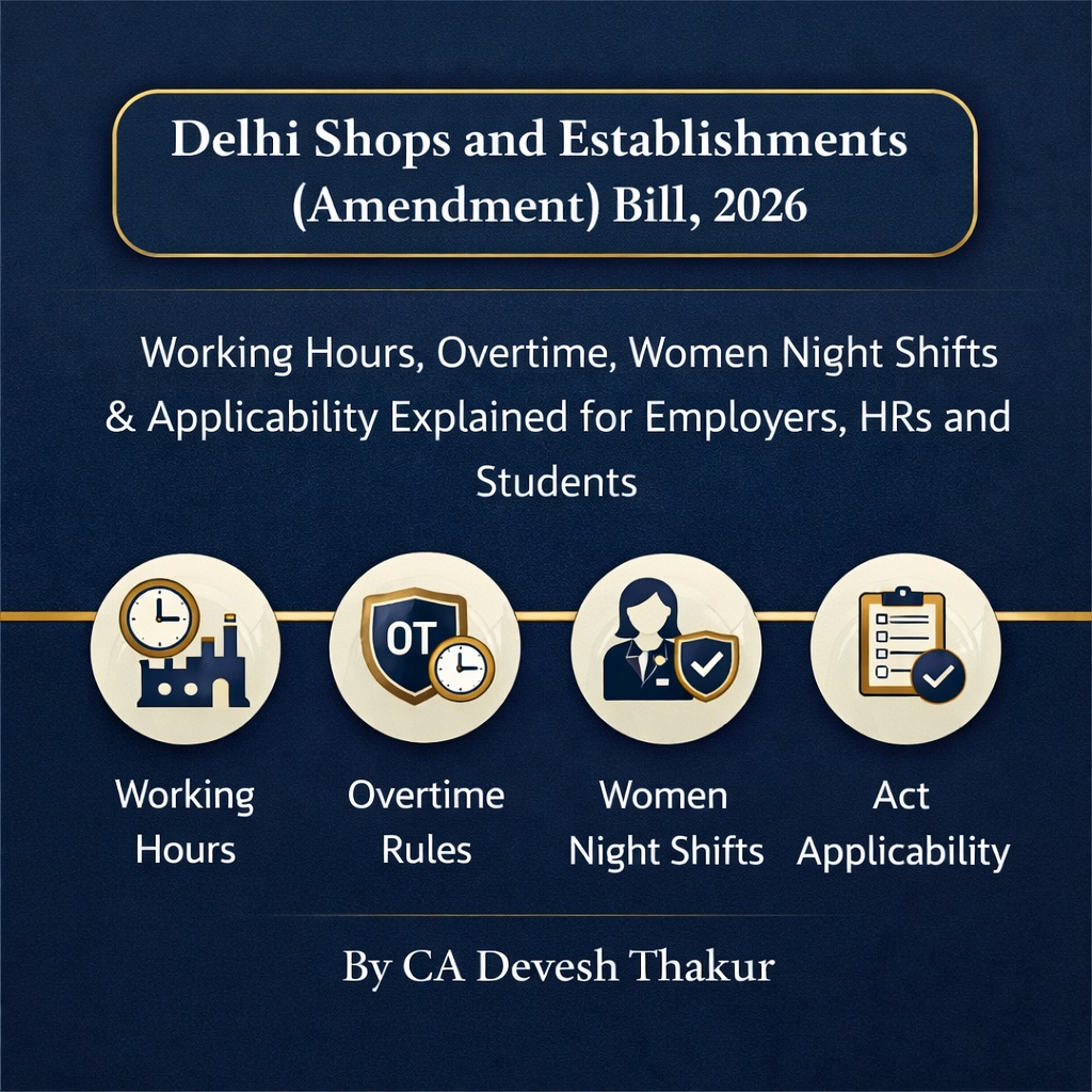 Delhi Shops and Establishments (Amendment) Bill, 2026 – Complete Analysis by CA Devesh Thakur
