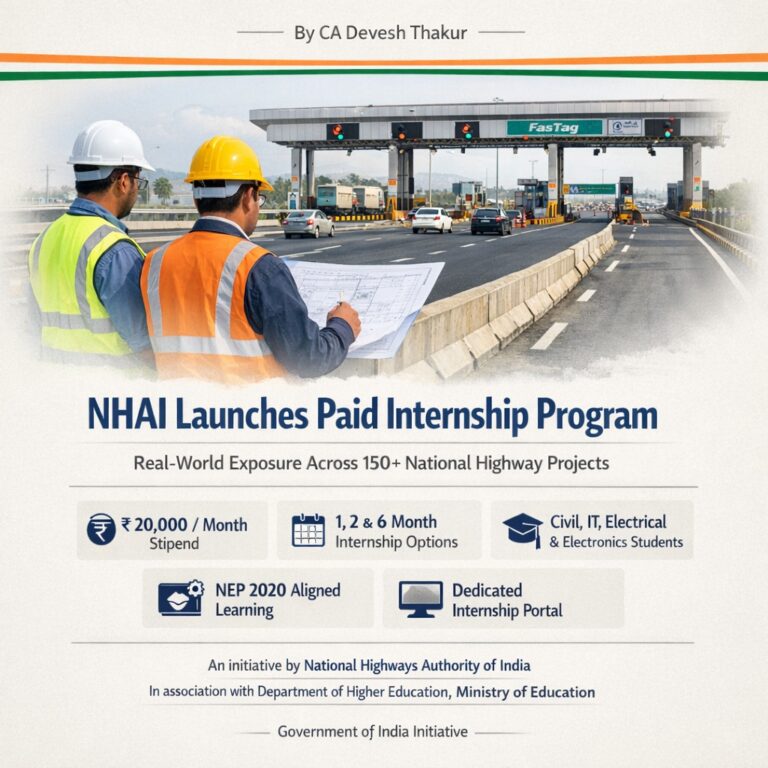 NHAI Launches Paid Internship Program with Dedicated Portal for Engineering Students