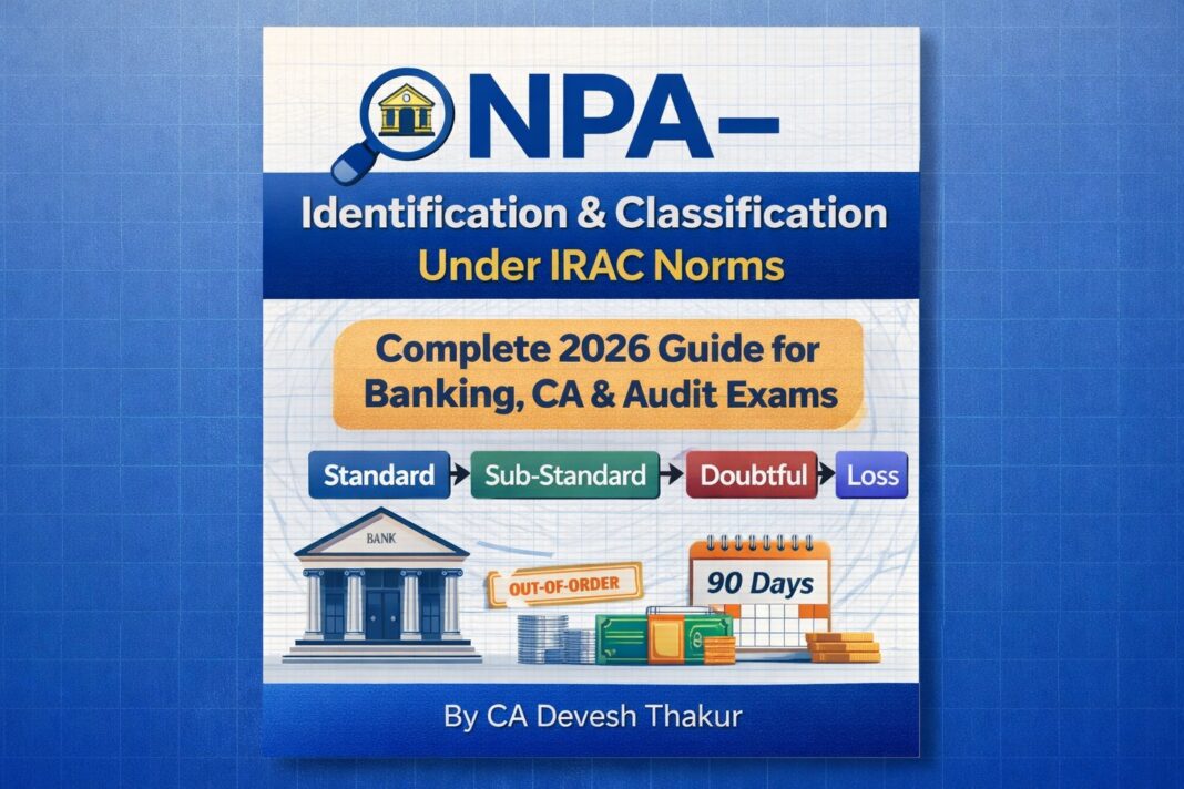 NPA – Identification & Classification Under IRAC Norms (Complete 2026 Guide for Banking, CA & Audit Exams) by CA Devesh Thakur NPA – Identification & Classification Under IRAC Norms (Complete 2026 Guide for Banking, CA & Audit Exams) by CA Devesh Thakur