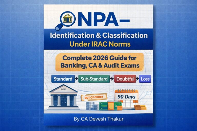 NPA – Identification & Classification Under IRAC Norms (Complete 2026 Guide for Banking, CA & Audit Exams) by CA Devesh Thakur