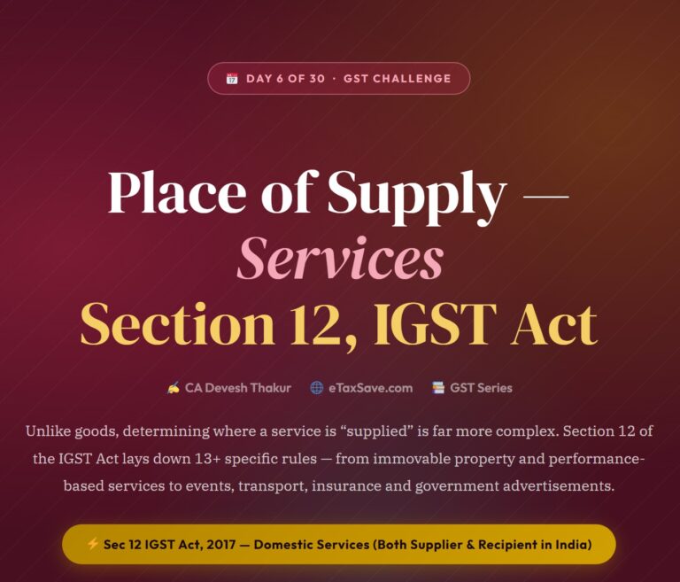 Place of supply of services section 12 of IGST Act 30 days challenge cadeveshthakur
