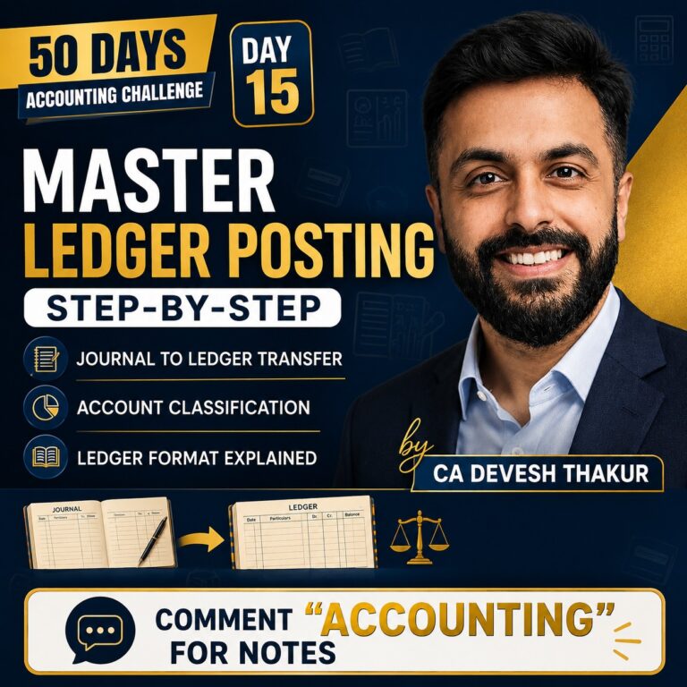 Master Ledger Posting Step-by-Step Journal to Ledger Transfer, Account Classification & Ledger Format Explained Day 15 of 50 Days Accounting Challenge by CA Devesh Thakur