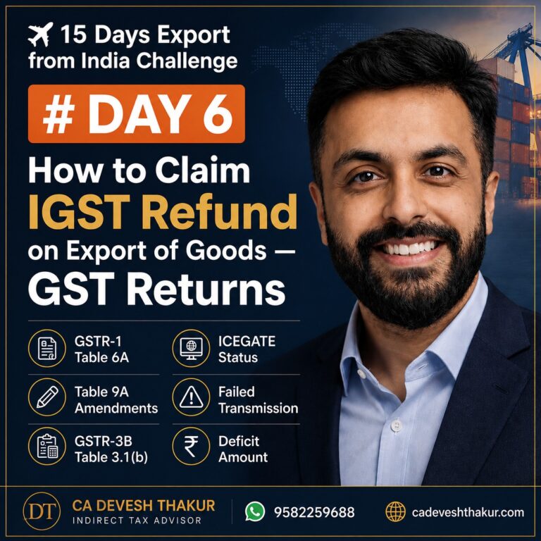 15 Days Export from India Challenge DAY 6 How to Claim IGST Refund on Export of Goods By CA Devesh Thakur