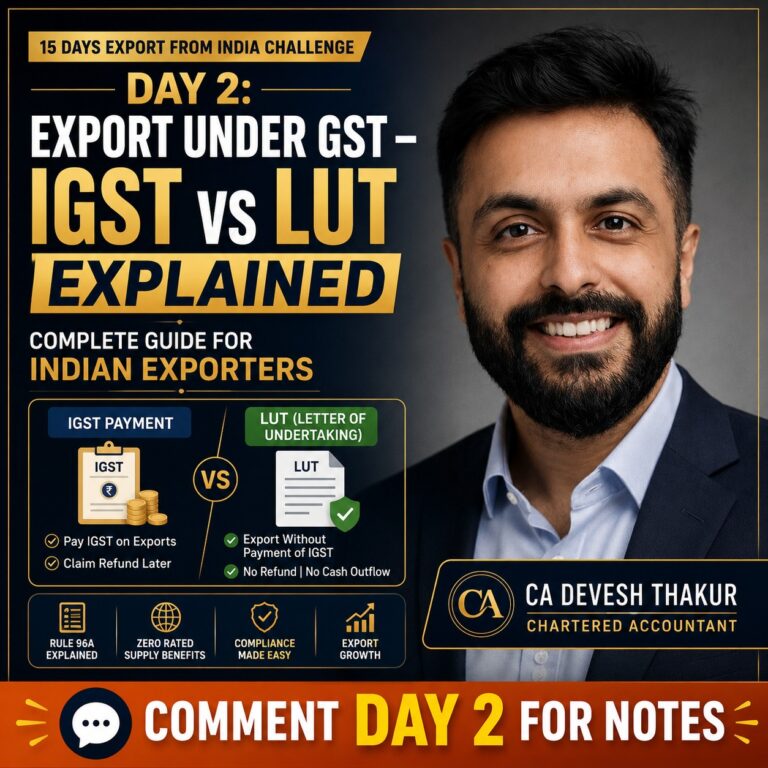Day 2 Export Under GST – IGST vs LUT Explained Complete Guide for Indian Exporters by CA Devesh Thakur